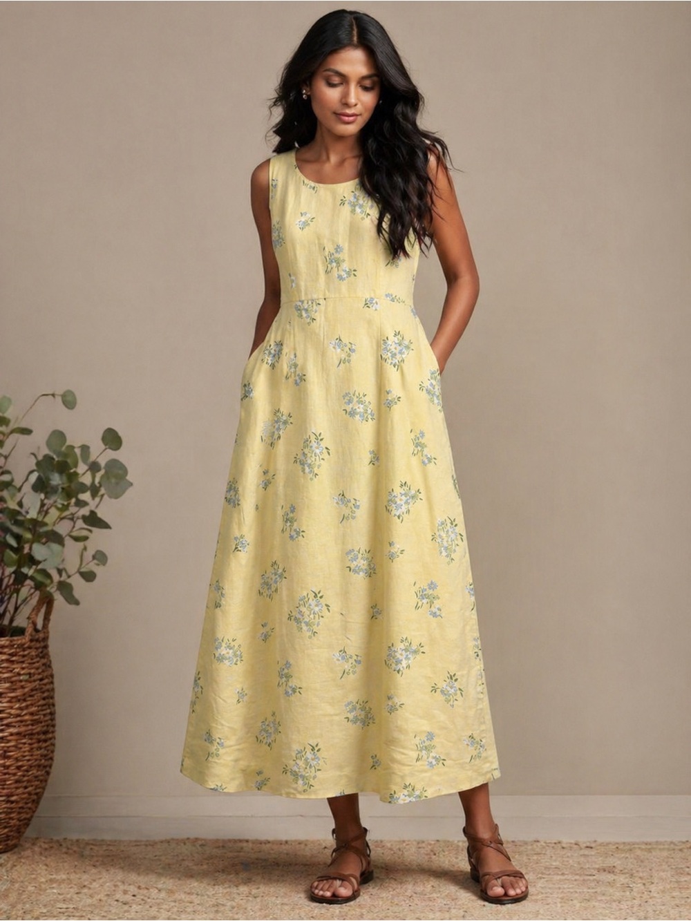 Laura Ashley Yellow Floral Maxi Dress